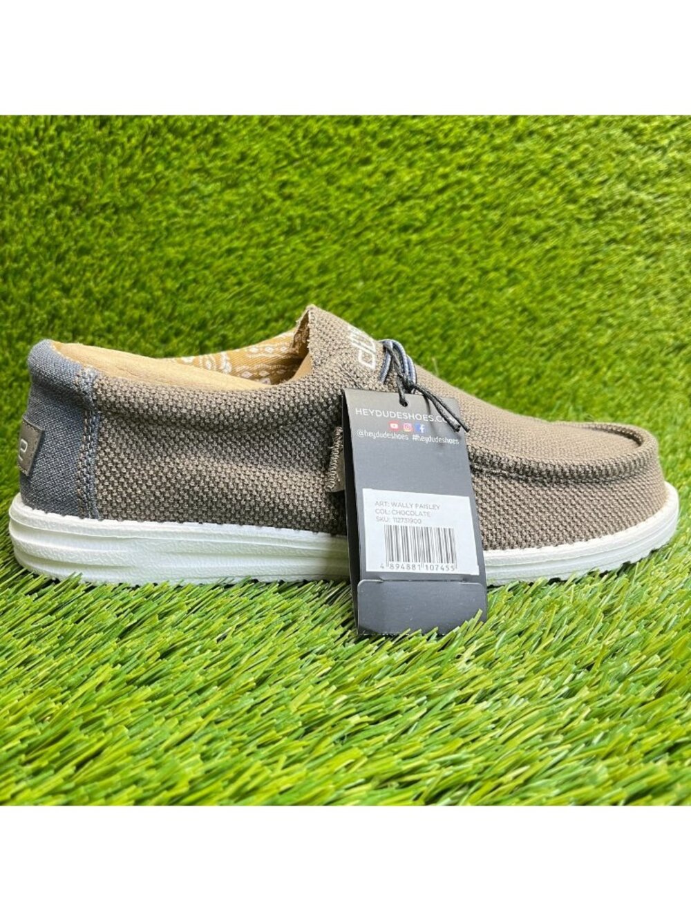 Hey Dude Wally Paisley Mens Size 8 Chocolate White Casual Walking Slip-On Shoes